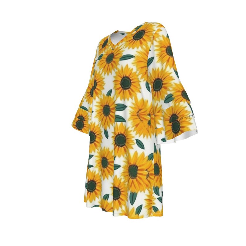 Vestido con volantes de girasol: túnica floral bohemia para verano, primavera, otoño y festivales. imagen 5