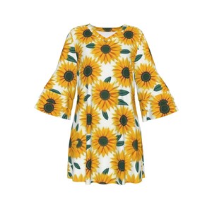 Vestido con volantes de girasol: túnica floral bohemia para verano, primavera, otoño y festivales. imagen 2
