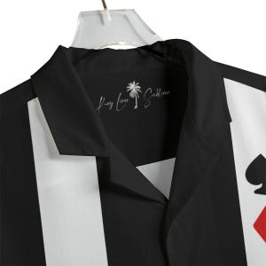 Black Poker Button Up Shirt - Vintage Casino Bowling Shirt Rockabilly Gambling Club Retro Playing Card Party Outfit Cool Shirt Dad Husband image 4