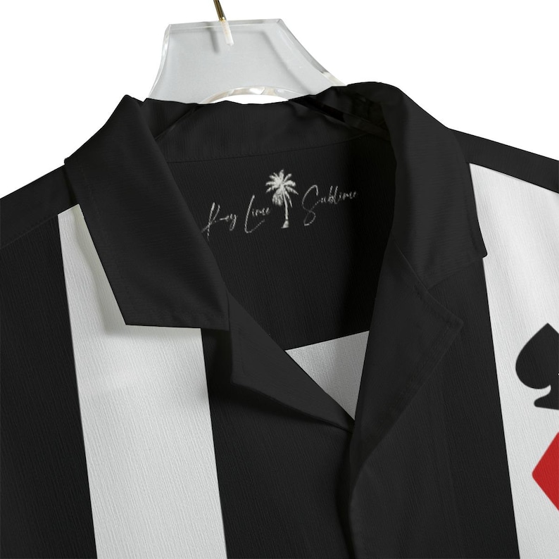 Black Poker Button Up Shirt - Vintage Casino Bowling Shirt Rockabilly Gambling Club Retro Playing Card Party Outfit Cool Shirt Dad Husband image 4