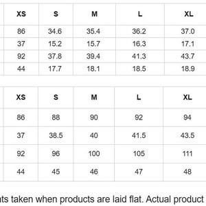 May include: A size chart for a dress, showing measurements in inches and centimeters. The chart includes measurements for length, shoulder, bust, and sleeve for sizes XS to 5XL. The text at the bottom states that measurements may vary.