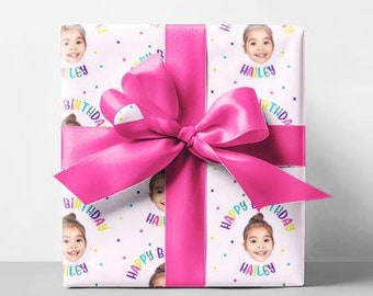 Personalized Kids Birthday Wrapping Paper with Child's Face | Custom Gift Wrap for Birthday Parties