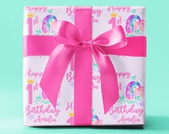 Unique Mermaid Birthday Wrapping Paper - Personalized Age Design - Make Their Big Day Magical!, Girls Wrapping Paper, Mermaid Birthday