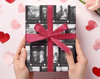 Celebrate Love with Custom Valentine Couple Photos Wrapping Paper, Designed by CustomGiftBarn