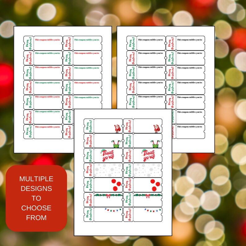 Printable XMAS COUPONS, Blank Christmas Coupons, Last Minute Gift