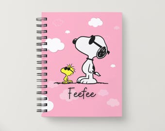 Daily planner peanuts, Personalized Peanuts, Snoopy Hardcover Journal, Custom Name Notebook, Organizer Gift