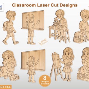 Classroom SVG DXF Bundle, School Kids Laser Cut Files MDF, Educational Designs Teacher Decor, Back to School Glowforge xTool Files.