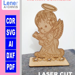 Anjo para corte a laser / Anjo SVG / Anjo de bautizo DXF / SVG digital / Desenhos de bolsas / Camiseta anjo. Download instantâneo