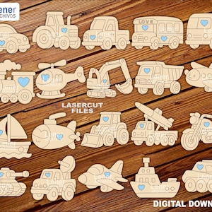 MDF Vehicle Craft Kit for Kids – Laser Cut DXF, SVG Files – Paintable Cars, Trains, Boats, and More – Perfect for diy Projects, Educational