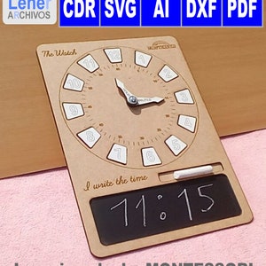 Kids learning clock, Laser cut toy files, svg files, pdf Laser cut montessori clock files.