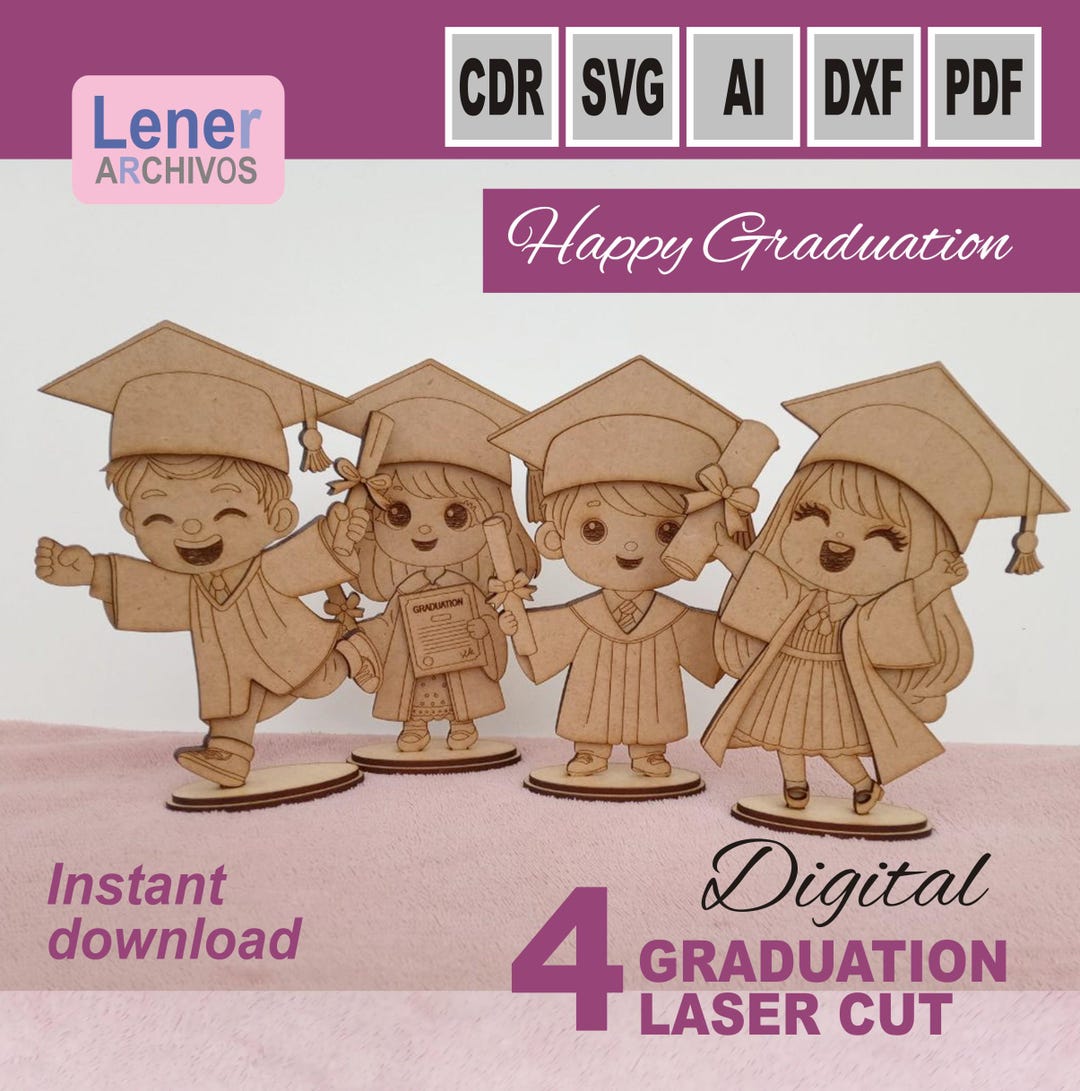 Muñecos de Graduación en Corte Láser SVG-PDF Figuras Decorativas de ...