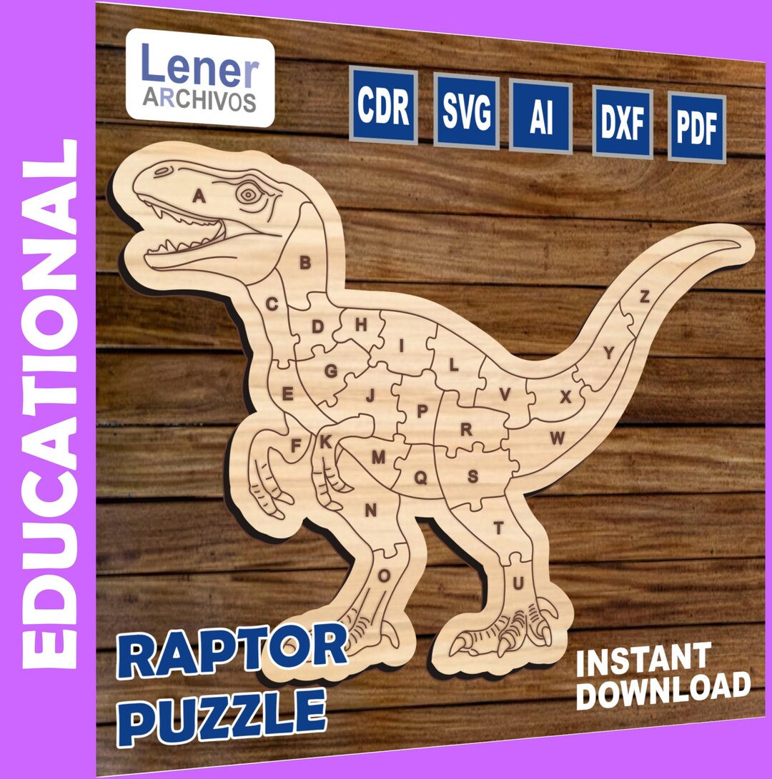 Wooden Dinosaur Educational Toy Puzzle Laser Cut Dxf Glowforge Svg ...