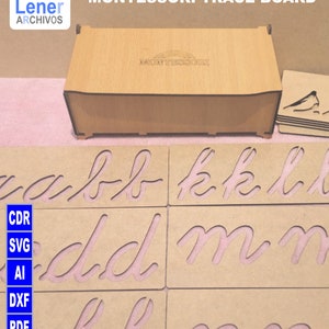 Montessori Tracing Board, Learning to Write, Lowercase Montessori Templates, Laser Cut File, SVG, DXF Digital Download