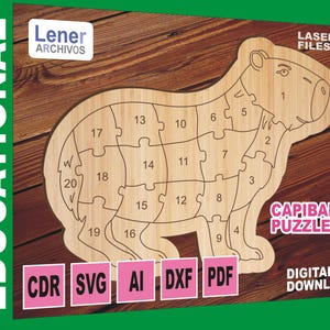 Digitaler Capybara, Lernspielzeug Puzzle Laser Cut Glowforge SVG PDF Cutting Router Digital Vector Ai Instant Download