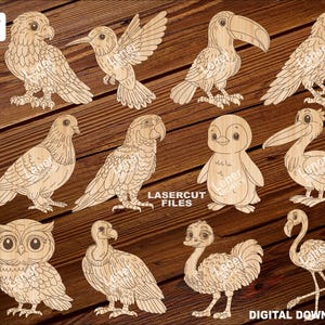 Kleurplaten van vogels in MDF, SVG, DXF - Educatieve vogels voor kinderen - Lasersnijden en schilderen - Montessori-activiteit | glowforge, lightburn