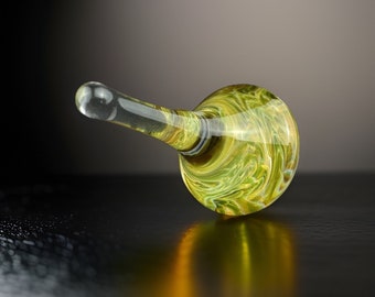 Green Lava Glass Spinning Top. Each one is unique and one of a kind Collectible tops, great gifts, for play or display!