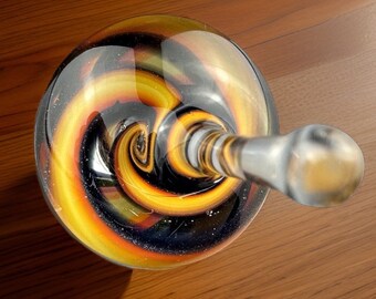 Double Spiral Glass Spinning Top. Each one is unique. One of a kind collectible tops, great gifts, for play or display! Artisan made in USA