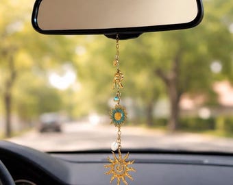 Personalize seu carro com pingentes, corrente para retrovisor gravável, enfeite para carro, decoração suspensa para carro, ideia de presente exclusiva para carro, joia para carro, estilo boho, kawaii