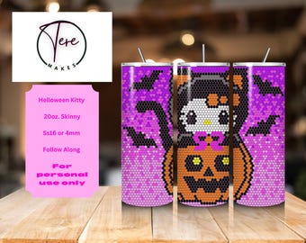 Helloween Kitty follow along template for 20oz. Skinny SS16 or 4mm rhinestone. for peronal use only.