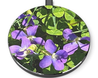 Wireless Phone Charger Floral Purple Flowers Spring Garden