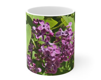 Floral Mug Purple Lilac Flowers Garden Lover