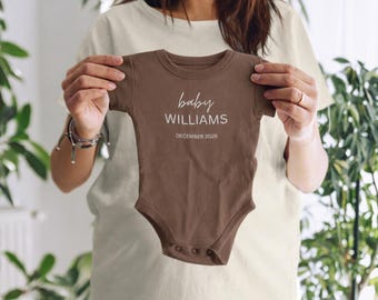 Personalized Pregnancy Announcement Onesie – Custom Last Name Bodysuit