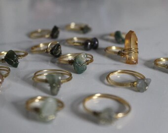 Custom Made Wire and Stone Rings