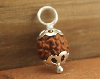 Ciondolo Rudraksha Shiva in argento 999 - Collana con ciondolo yoga spirituale per la protezione dell'anima e l'energia divina