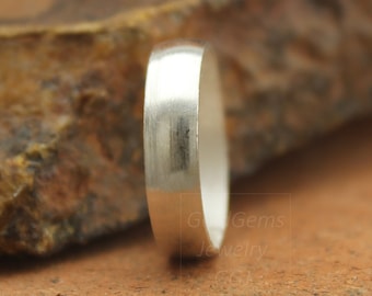 Anello a fascia in argento puro 999: anello per il pollice semicircolare da 4 mm fatto a mano