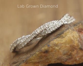 Handcrafted Twisted Rope Lab Diamond Ring: Solid Gold Wedding Band