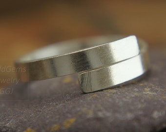 Fascia regolabile in argento 999 fatta a mano da 2 mm - Anello minimalista per il pollice o impilabile