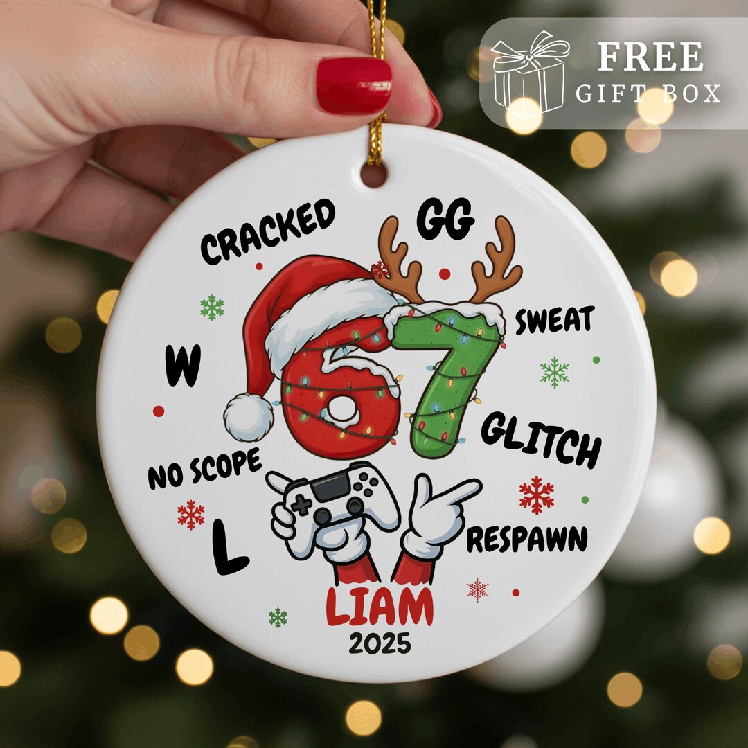 67 Gamer Ornament - Funny Kids Christmas 6 7 Ornament - Six Seven ...