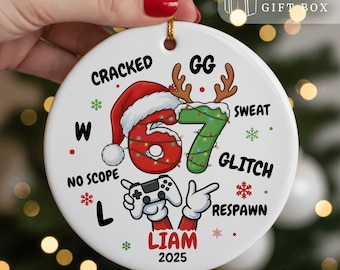 67 Gamer Ornament - Funny Kids Christmas 6 7 Ornament - Six Seven Ornament,2025 Slang Christmas, Funny Teen Gen Alpha Christmas Gift,67 Gift