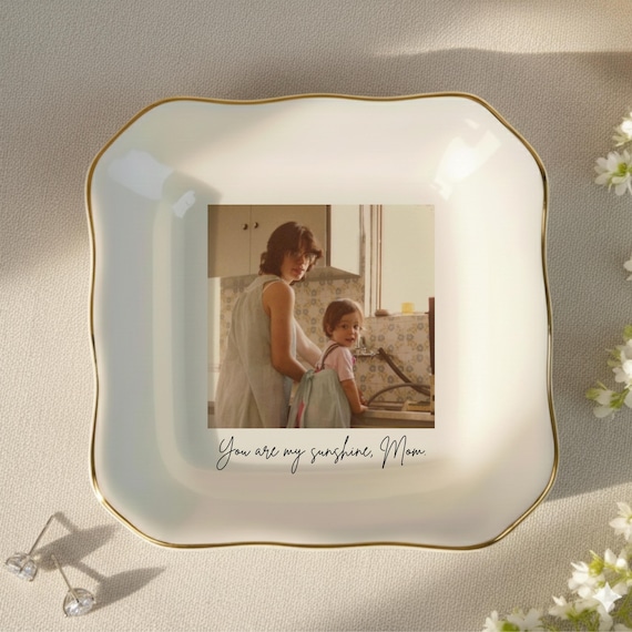 Mothers Day Gift for Mom, Custom Photo Trinket Tray, Custom Ring Dish with Picture, Gift for Grandma, Mom Gift from Daughter, Birthday Gift