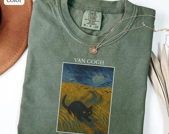 Van Gogh Cat T-Shirt: Funny Art Shirt for Cat Lovers