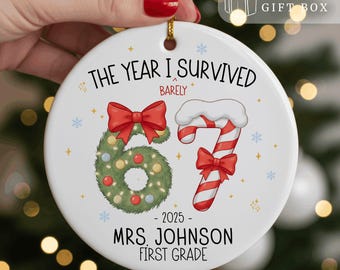 Custom Teacher 67 Ornament, Teacher 6 7 Ornament, Teacher Six Seven Christmas Ornaments, Funny Teacher Christmas Gift Ornament