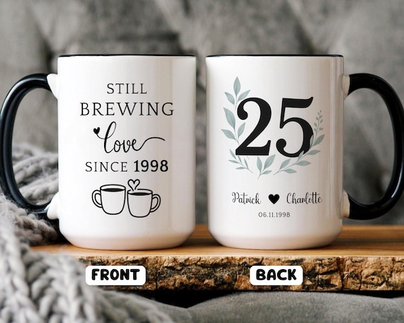 25th anniversary gifts, 25th wedding anniversary gifts, for husband for wife, 25th Anniversary Mug, Custom mug, Silver Wedding Gift