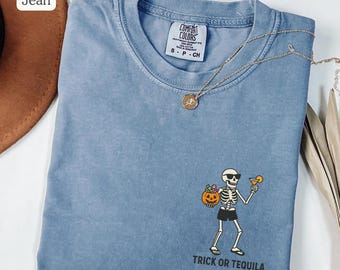 Comfort Colors® Summerween Shirt, Skeleton Shirt, Summer halloween, Spooky Summer T-Shirt, Halloween in Summer Tee, Treat or Tequila