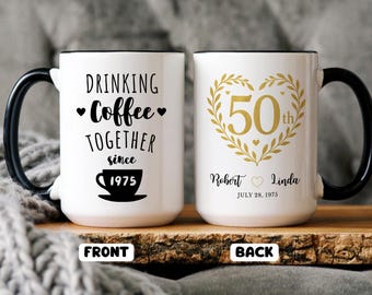 Geschenk zum 50. Hochzeitstag für Eltern, Geschenke zum 50. Hochzeitstag, für den Mann, für die Frau, Jubiläumstasse, Individuelle Tasse, Goldene Hochzeit Geschenk