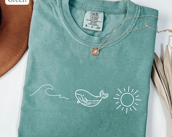 Comfort Colors Whale T-Shirt: Ocean Sun Graphic Tee