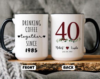 Regalo per il 40° anniversario di matrimonio, regalo per il 40° anniversario di matrimonio, per marito, per moglie, tazza per anniversario, tazza personalizzata, regalo per l'anniversario di matrimonio con rubino