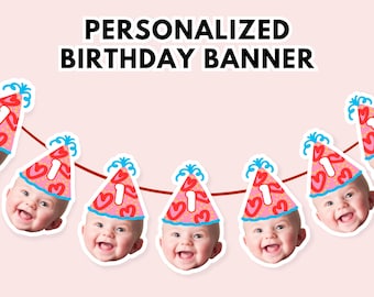 Custom Face Birthday Banner: Personalized Party Garland, Photo Prop