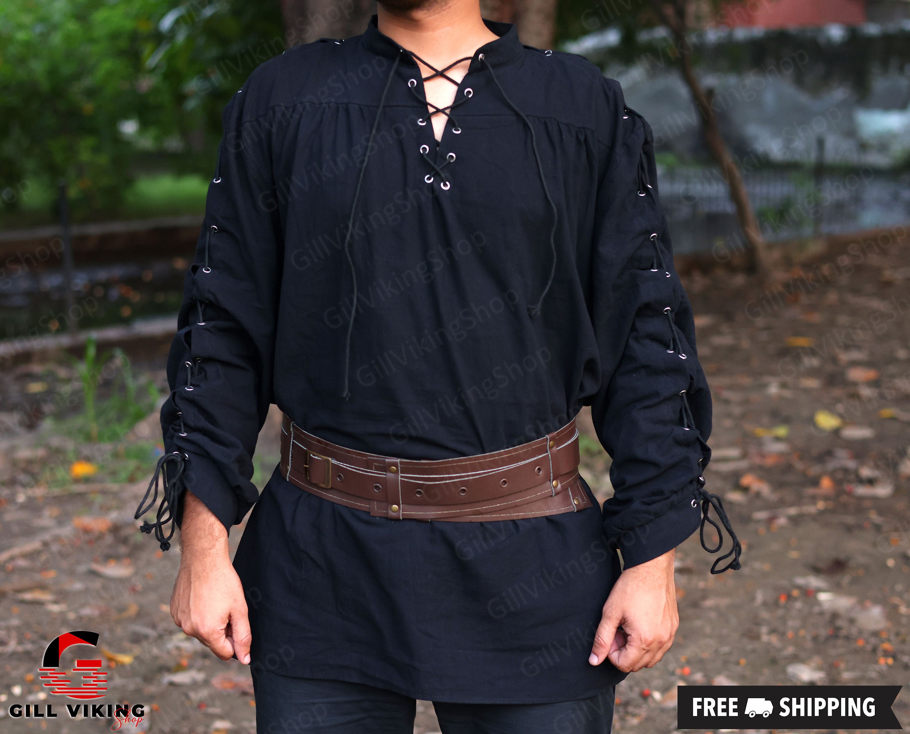 Renaissance Fair Larp Mens Tunic, Aesthetic Medieval Viking Tunic, Comfort Colors Retro Pirate Shirt, Vintage Unique Pullover Cotton Tunic