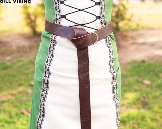 Medieval Pirate Viking Belt, Renaissance Belt, Festival LARP Vegan Leather Belt, Medieval Cosplay Viking Costume