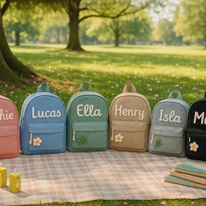 Sac à dos personnalisé avec prénom brodé, sac à dos personnalisé en velours côtelé, cartable tendance pour enfants, sac à dos pour tout-petits, cadeau personnalisé pour garçon et fille
