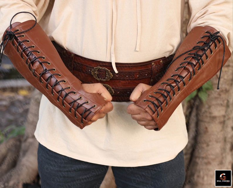 Samurai Cosplay Larp Armor, Medieval Viking Knight Armor, Ren Faire Leather Arm Armor