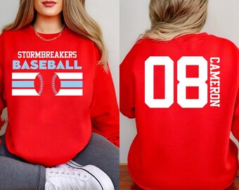 Custom Baseball Mom Sweatshirt, Personalized Baseball Sweatshirt, Baseball Crewneck Sweatshirt, Your Name & Number Shirt, Sports Mom Gift