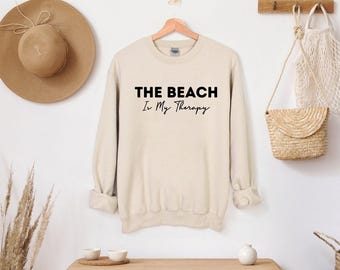 Felpa con cappuccio Beach Is My Therapy, Felpa con cappuccio Cozy Beach, Maglietta Beach Is My Therapy, Maglietta da viaggio estiva, Maglietta retrò Beach Therapy