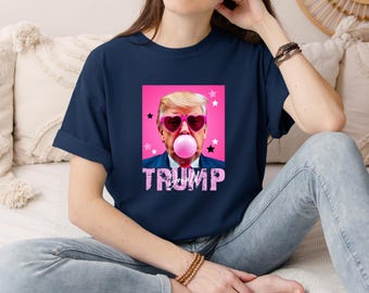 Trump Bubble Gum T-Shirt, Komfort Farbe Shirt, Trump Pink Sonnenbrille T-Shirt, Donald Trump Shirt, lustiges Trump Shirt, Geschenk für Trump Liebhaber