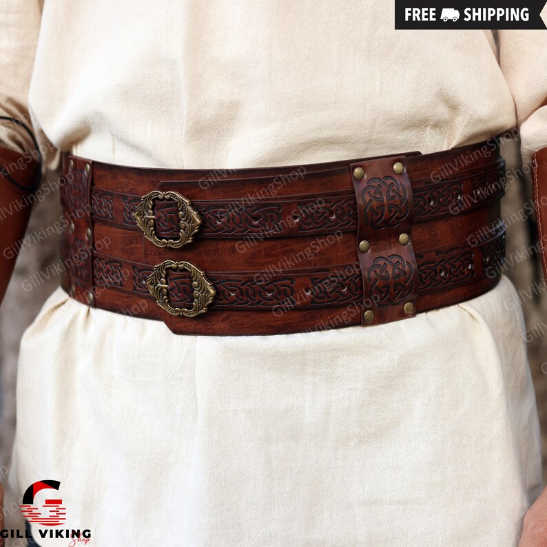 Renaissance Belt HiiFeuer Medieval DIY Faux Leather Metal  display picture 3
